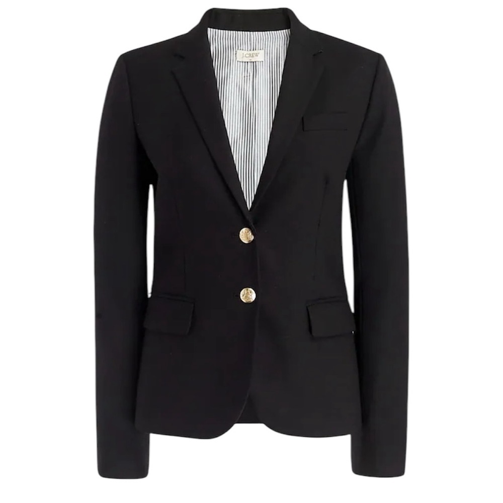 J.Crew Original Schoolboy Wool Blend Blazer Jacket Black Style #92480 Sz 4 - Picture 1 of 12